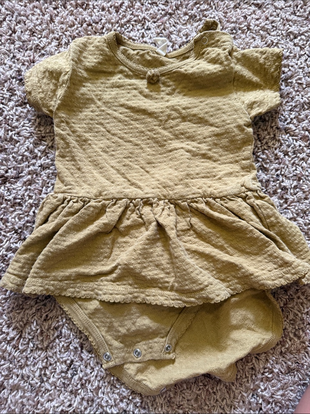 Quincy Mae  Textured Peplum Bodysuit in Mustard
